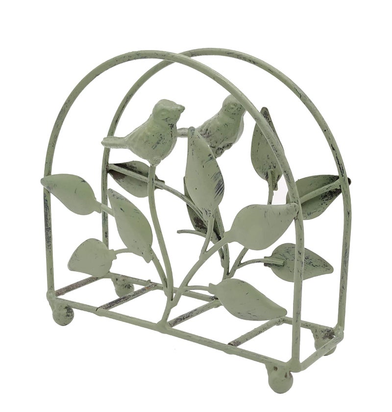 Owlgift Cast Iron Bird & Tree Classic Napkin Holder/Tabletop Freestanding Tissue Dispenser, Rustic Green - Image 5